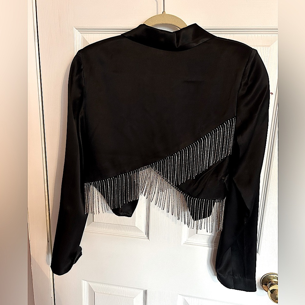 Free People cropped blazer with gorgeous rhinestone detail on back